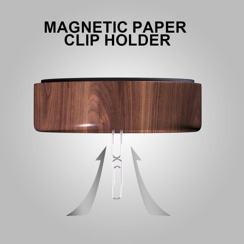 grwanpen ® Magnetic Walnut Wood Paper Clip Holder,Durable Wooden Magnetic Paper Clip Dispenser Metal Pin Organizer Holder Box Large Capacity for School Office Home Paper Clip Holder for Desk - Image 3